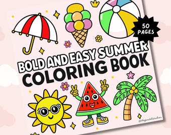 Cozy Summer Coloring Book PDF, Bold and Easy Coloring Pages for Kids, Digital Download Coloring Book, Instant Download Color Activity