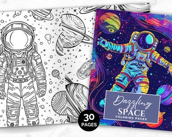 Dazzling Space Coloring Pages, 30 Printable Galaxy Coloring Pages for Kids, Teens, Adults, Astronomy Art Activity, Cosmos Instant Download