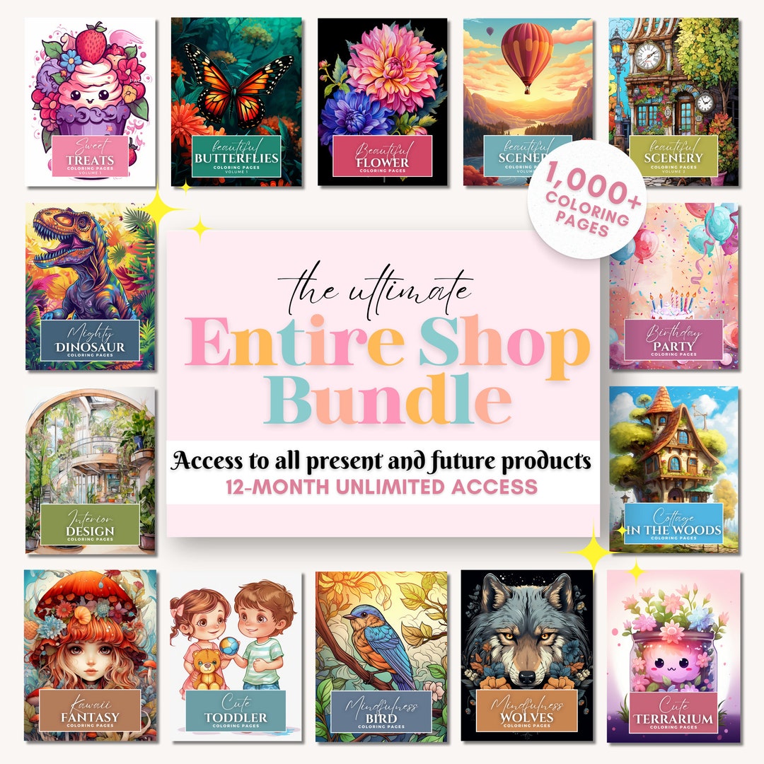 Coloring Pages Entire Shop Bundle, Whole Shop Coloring Book Bundle ...