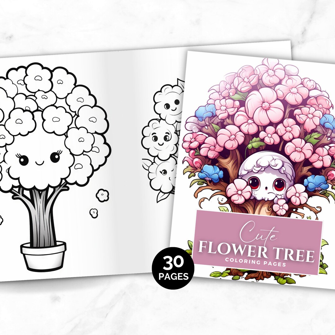 Cute Flower Tree Coloring Pages, Coloring Ebook, Printable Coloring ...