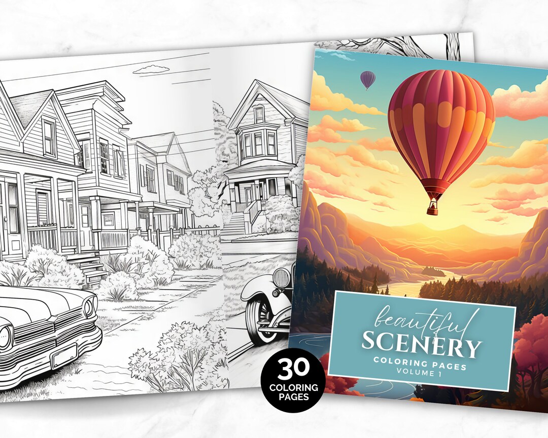 Beautiful Scenery Coloring Pages Scenes Coloring Book - Etsy