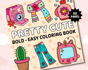 Livre de coloriage PDF assez mignon, pages à colorier audacieuses et faciles, livre de coloriage en téléchargement numérique, activité couleur à téléchargement immédiat