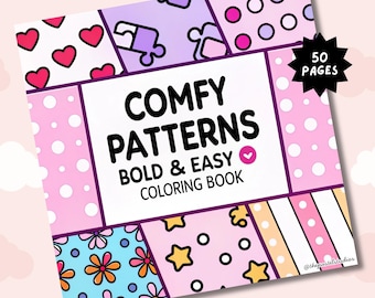 Comfy Patterns Coloring Book PDF, Bold and Easy Coloring Pages for Kids, Digital Download Coloring Book, Instant Download Color Activity