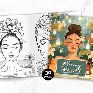 Relaxing Spa Day Coloring Pages, 30 Printable Spa Coloring Pages for Adults, Relaxing Coloring Activity, Instant Download