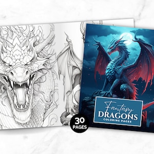 Fantasy Dragons Coloring Pages, Coloring eBook, Printable Coloring, Digital Download, Instant Download, Adult Coloring eBook