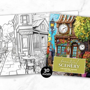 Beautiful Scenery Coloring Pages - Vol 2, Coloring eBook, Printable Coloring, Digital Download, Instant Download, Adult Coloring eBook