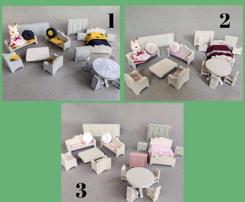 Custome Wooden Dollhouse With Furnitures Tiny Wood Playhouse Etsy