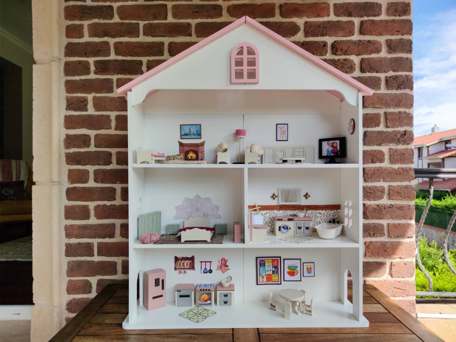 Custom Doll House With Furnitures, Holz Puppenhaus, Dolls House, Doll