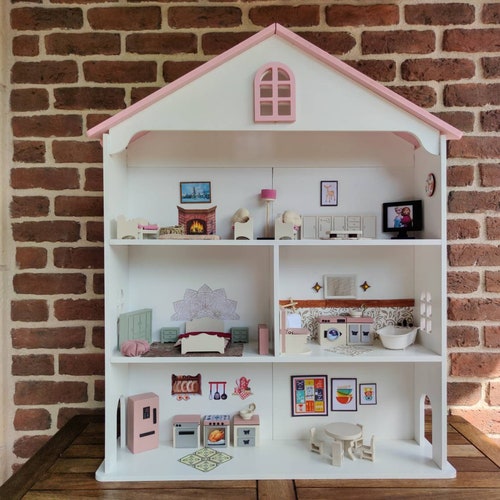 Customizable Wooden Dollhouse With Furnitures Holz Etsy