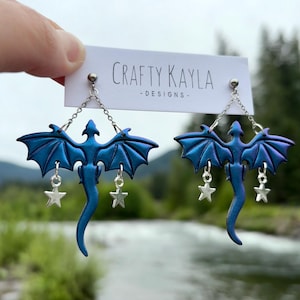 Empyrean Dragon Earrings | Handmade Polymer Clay, Fantasy Book Jewelry | Fourthwing
