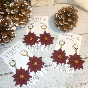 Poinsettia Seasonal Earrings | Gifts for Her | Holiday Earrings | Winter Earrings