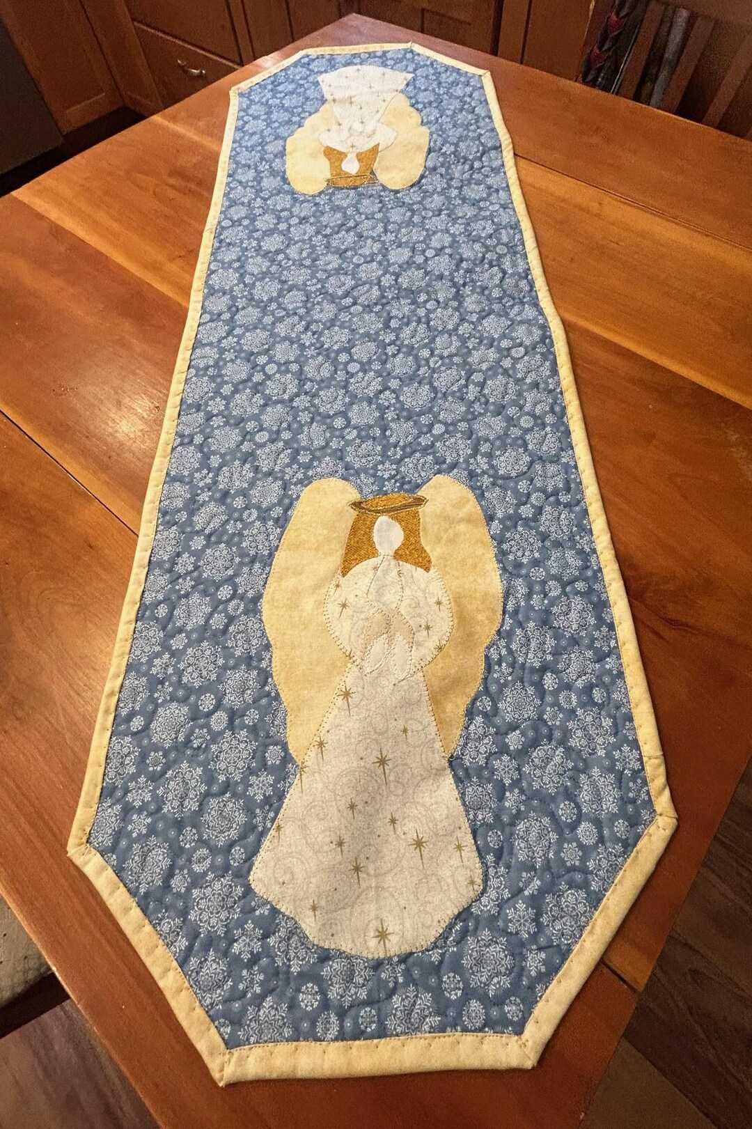 Angel Table Runner, Appliqued and Quilted Angel Table Runner, Christmas ...