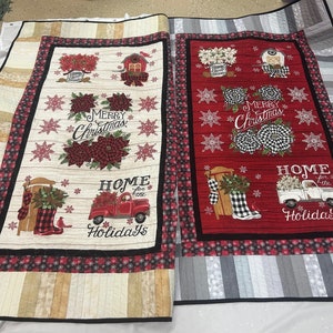 Home for the Holidays Quilted Lap Quilt, Quilted Christmas Lap Blanket, Wheelchair Blanket, Merry Christmas Quilt