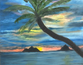 Original art  "Sunset in Paradise" Oil on Canvas board