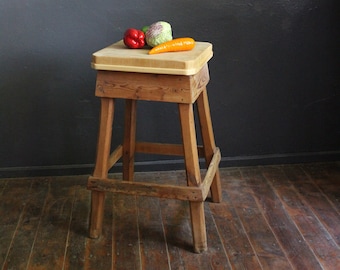 rustic butcher block with new bamboo cutting surface