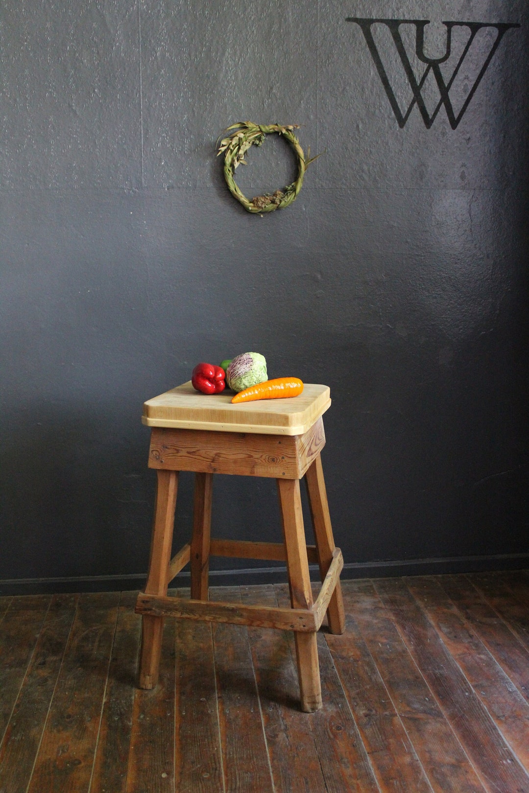 Rustic Butcher Block With New Bamboo Cutting Surface - Etsy