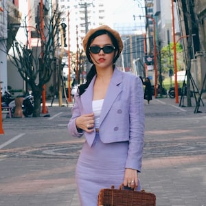 Linen Blazer Women | Linen Skirt | Blazer | Vintage Blazer | Midi Skirt Womens Clothing 30th Birthday Gift For Women Summer Suit Sustainable