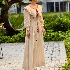 Linen Degency Dress Women Linen Dress With Pockets Prom Dress Fairy Goth Dress Gifts For Her Summer Dress Bridgerton Dress Wedding Dress