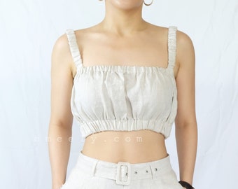 Linen Bikini Summer Linen Crop Top Linen Tank Top Summer Outfit For Vacation Linen Crop Tank Linen Bralette Top Linen Boho Top Summer Tops