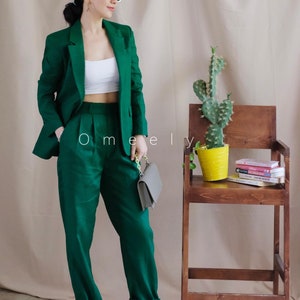 Custom Linen Jacket Women Linen Suit Linen Two Piece Set Linen Blazer Women Blazer Linen Coat Vintage Blazer Wedding Suit Personalized Gifts