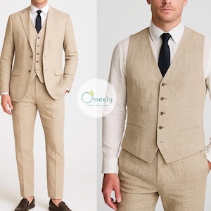Handmade Linen Suit Men Linen Waistcoat Men Custom Linen Jacket Men Linen Wedding Suit Men Linen Blazer Groomsmen Linen Pants Gifts For Him