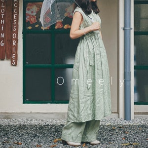 Loose Linen Dress Linen Pants Vietnamese Ao Dai Women Maxi Dress Custom Linen Set Dress Summer clothing Gifst For Women handmade dress