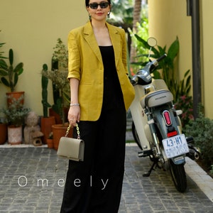 Linen Suit Linen Two Piece Set Linen Blazer Women Moss Green Blazer Linen Jacket Vintage Blazer Linen Pants Linen Blazer Sustainable Fashion