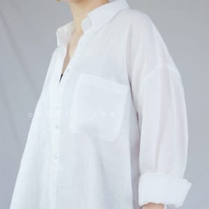 Casual Linen Shirt Summer Shirt Loose Shirt With Pocket Linen blouse White Shirt Linen Clothing Oversized Shirt Gifts For Her Mothers Day