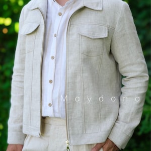 Handmade Linen Jacket Men Linen Bomber Jacket Men Linen Coat Men Linen Blazer Linen Pants Vintage Coat Linen Baggy Pants Men Linen Clothing