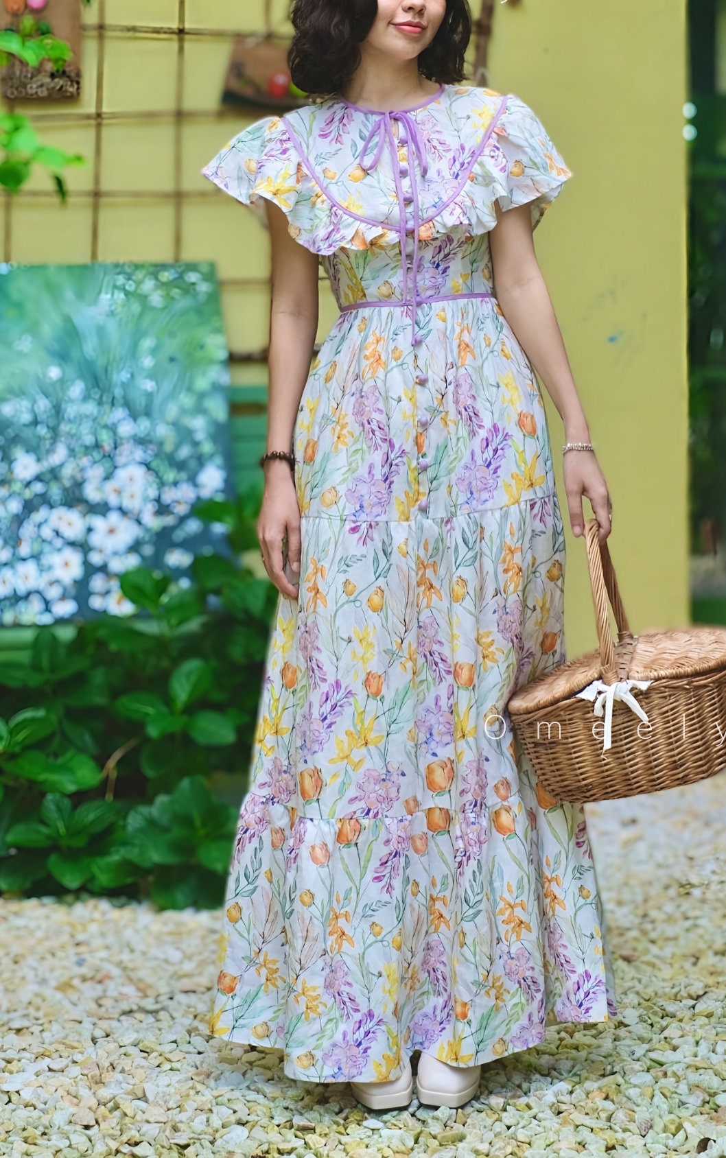 Floral linen dress Linen Maxi Dress Princess linen dress Personalized Custom Dress Summer Dress Gift for her Vintage dress Midi dress