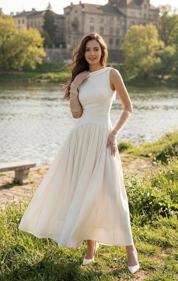 Boat Neck Linen Dress 1950 Princess Dress Women Linen Wedding Dress Backless Bridal Gown With Pockets Summer Cottagecore Prom Dress Gifts Boat Neck Linen Dress 1950 Princess Dress Women Linen Wedding Dress Backless Bridal Gown With Pockets Summer Cottagecore Prom Dress Gifts