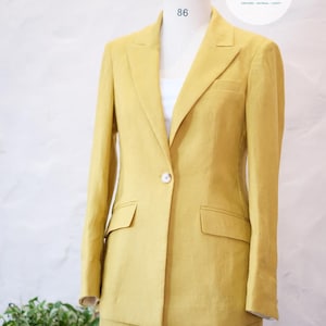 Fitted Linen Jacket Women Linen Suit Linen Two Piece Set Linen Blazer Women Custom Blazer Linen Coat Wide Led Pants Wedding Suit Women Gifts