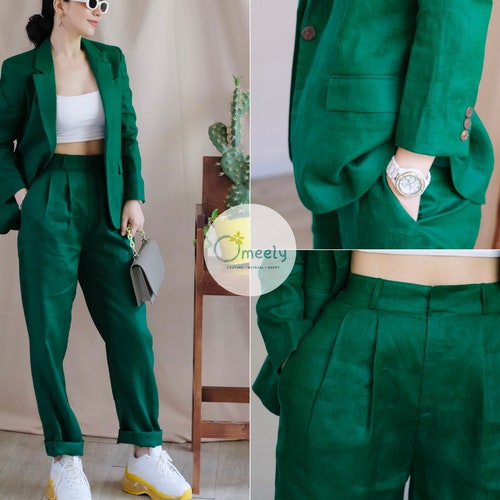 Linen 2 Piece Women Suit Linen Blazer Linen Suit Jacket - Etsy