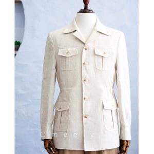 Linen Safari Jacket Men Summer Custom Linen Jacket Men Handmade Linen Blazer Men Linen Shirt Men Linen Coat Men Linen Pants Men Gift For Him