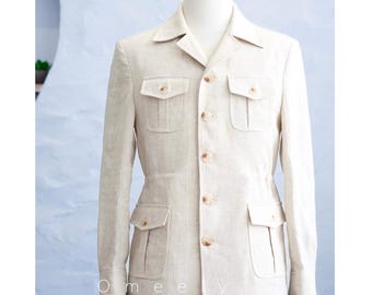 Linen Safari Jacket Men Summer Custom Linen Jacket Men Handmade Linen Blazer Men Linen Shirt Men Linen Coat Men Linen Pants Men Gift For Him