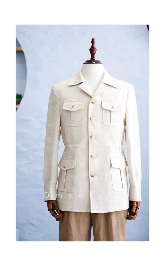 Linen Safari Jacket Men Summer Custom Linen Jacket Men Handmade Linen Blazer Men Linen Shirt Men Linen Coat Men Linen Pants Men Gift For Him