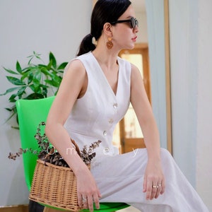 Women&#39;s Waistcoat Summer Linen Waistcoat Linen clothing Waistcoat Women Vintage Women Sleeveless Sustainable Vests for Women handmade gift