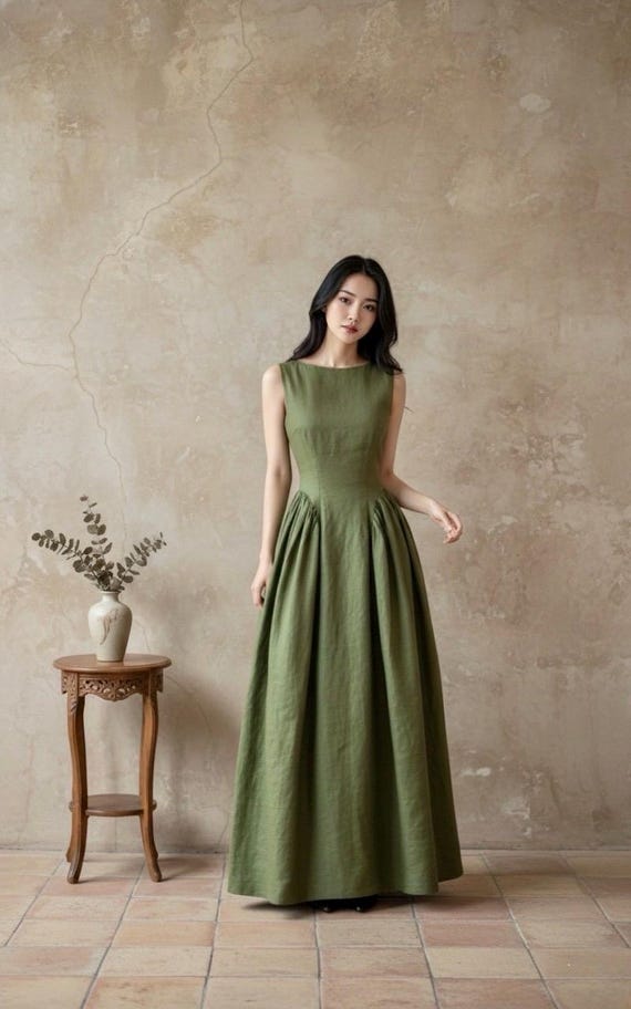 formal linen maxi dress Maxi linen dress AGRA in White