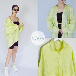 Light Yellow Linen Shirt Loose Shirt Linen Blouse Oversized Shirt Linen Clothing Summer clothing Shirt Linen Tops Plus Size Shirt Gifts