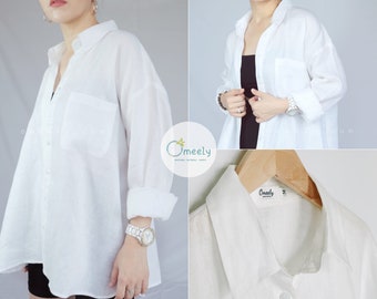 Summer Shirt Linen Shirt Loose Shirt With Pocket Linen blouse White Shirt Linen Clothing Oversized Shirt Gift Gift Baskets Mothers Day