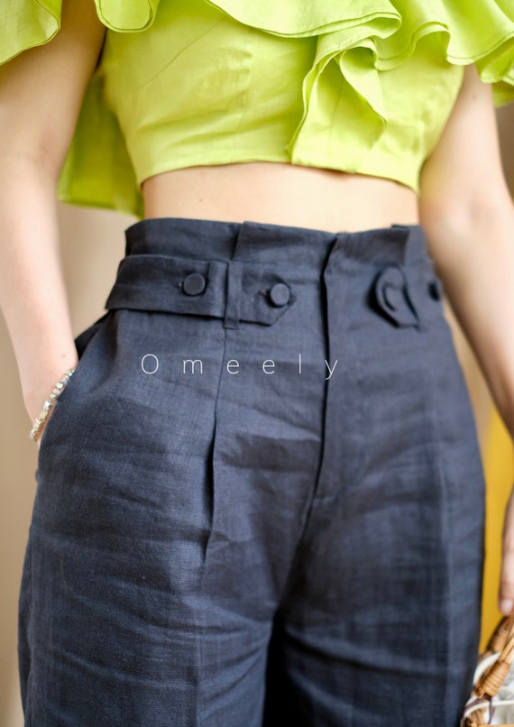 Handmade Linen Pants Linen Palazzo Pants Linen Wide Leg Pants Pleated Pants High Waist Pants Linen Clothing Summer Pants Graduation Gifts