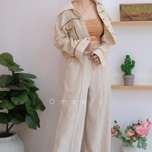 Linen Blazer Women Linen Pants For Women Linen Suit Two Piece Set Vintage Blazer Graduation Gifts Linen Jacket Gift For Women Linen Coat