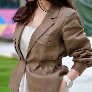 Vintage Blazer Linen Blazer Women Linen Dress Blazer Linen Blouse Maxi Dress Summer Suit Gifts Linen Clothing 30th Birthday Gift For Women