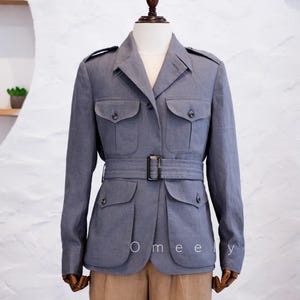 Handmade Linen Jacket Men Linen Safari Jacket Men With Belt Linen Wedding Suit Men Linen Hunter Jacket Linen Blazer Groomsmen Suit Gifts Him