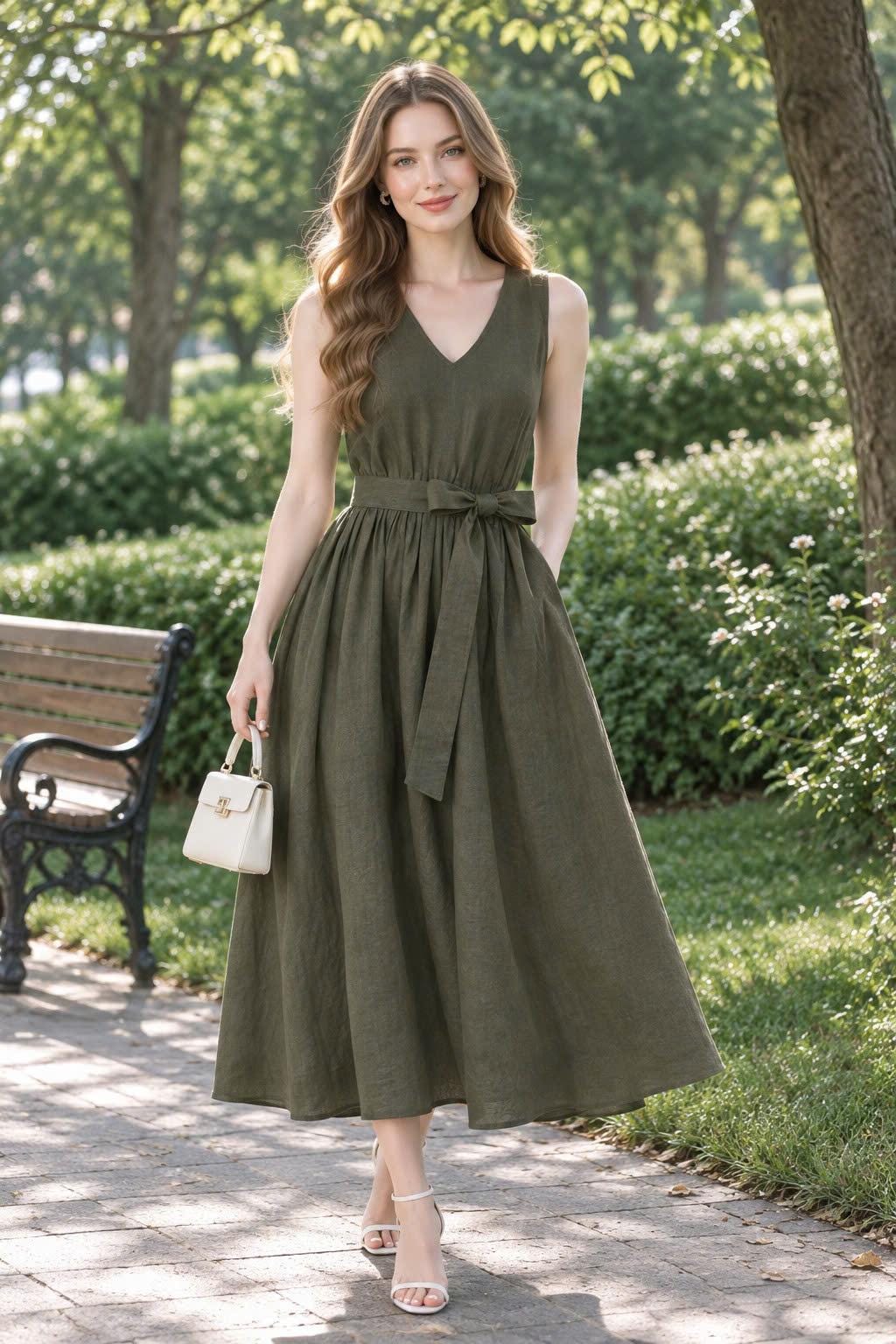seaweed green color dress Jia dress