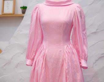Retro vintage linneklänning 1950-tals linneklänning bateau prinsessklänning med fickor elegant linneklänning bröllopsklänning personliga presenter till henne