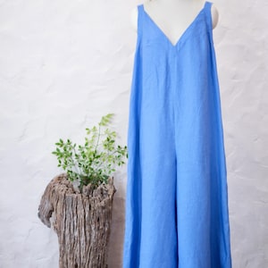 Loose Linen Jumpsuit Maxi Linen Wide Leg Jumpsuit Linen Romper Women Flax Romper Linen Playsuit Casual Jumpsuits Linen Pantsuit Personalized