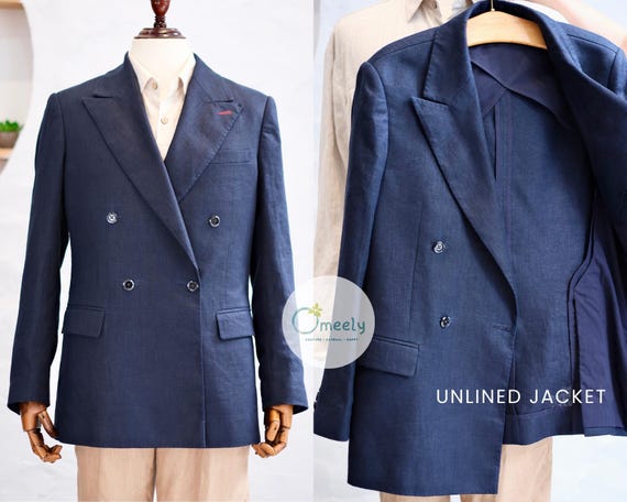 Pick Stitching Linen Jacket Linen Wedding Suit Men Double Breasted Linen Suit Men Linen Blazer Men Linen Pants Groomsmen Suit Gifts For Him