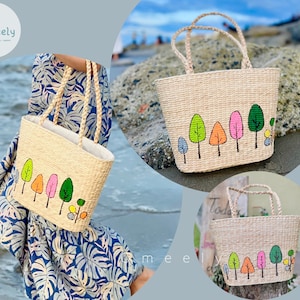 Rattan Bag Handwoven Rattan Bag Summer Beach Bag Rattan Basket Bag Sustainable Bag Personalized Bag Mother&#39;s Day Gift For Her Handmade Gifts