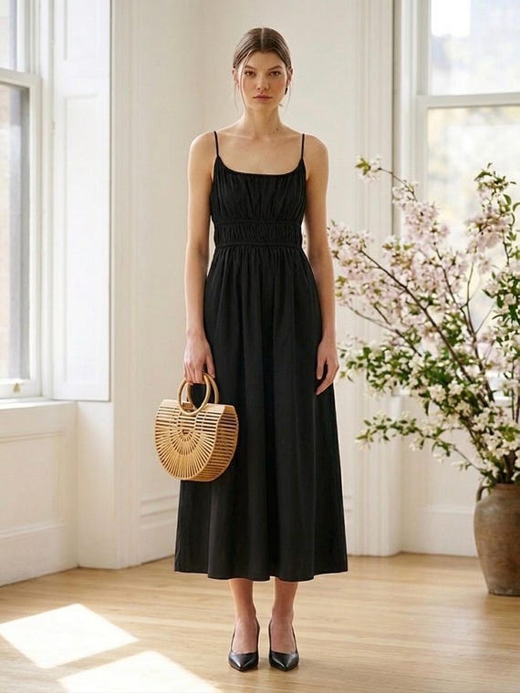 black cotton spaghetti strap dress QUNYINEY Mini Sundresses for Women Black Cotton Linen Sleeveless Summer Dresses Casual Drop Shoulder Loose Fit V Neck Spaghetti Straps Dresses